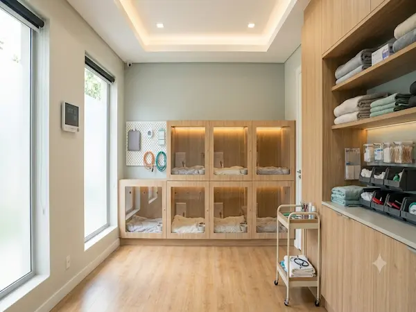 Sala de internação da clínica veterinária