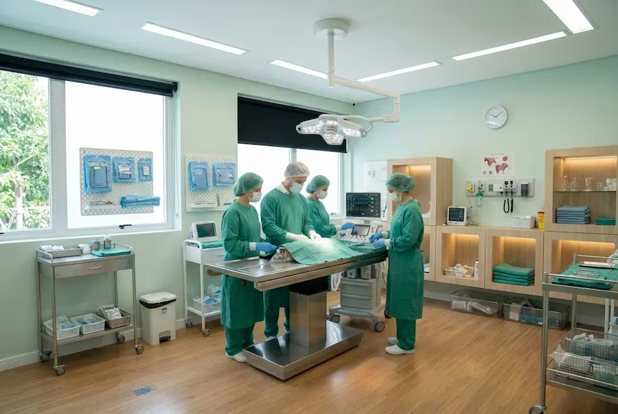 Centro cirúrgico da clínica preparado para procedimento